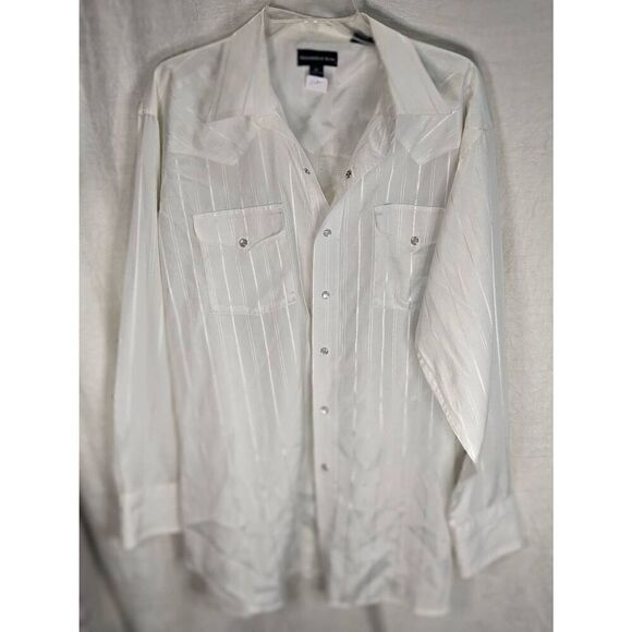 Panhandle Slim White Pinstripe Pearl Snap Button Front Shirt 17.5 35 - Picture 1 of 6